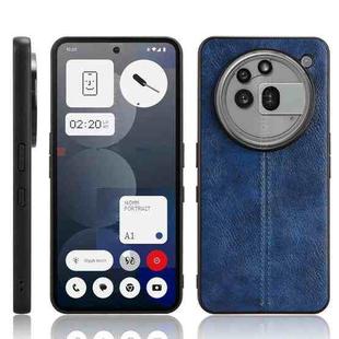 For Nothing Phone 3a Pro Cow Pattern Sewing Back Cover Phone Case(Blue)