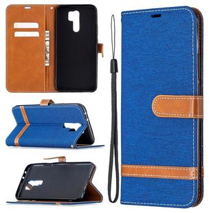 For Xiaomi Redmi 9 Color Matching Denim Texture Horizontal Flip Leather Case with Holder & Card Slots & Wallet & Lanyard(Royal Blue)