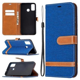 For Huawei Honor 9X Lite Color Matching Denim Texture Horizontal Flip Leather Case with Holder & Card Slots & Wallet & Lanyard(Royal Blue)