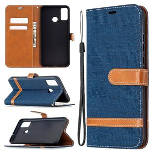 For Huawei Honor 9X Lite Color Matching Denim Texture Horizontal Flip Leather Case with Holder & Card Slots & Wallet & Lanyard(Dark Blue)