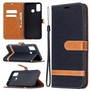 For Huawei Honor 9X Lite Color Matching Denim Texture Horizontal Flip Leather Case with Holder & Card Slots & Wallet & Lanyard(Black)