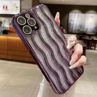 For iPhone 11 Pro Max Wave Texture Electroplated TPU Glitter Powder Phone Case(Purple)