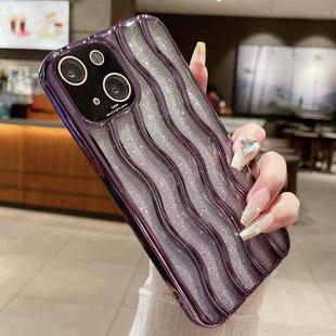 For iPhone 14 Plus Wave Texture Electroplated TPU Glitter Powder Phone Case(Purple)