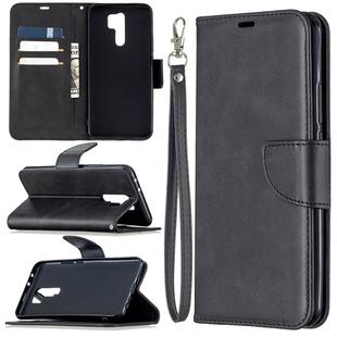 For Xiaomi Redmi 9 Retro Lambskin Texture Pure Color Horizontal Flip PU Leather Case with Holder & Card Slots & Wallet & Lanyard(Black)