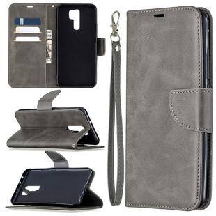 For Xiaomi Redmi 9 Retro Lambskin Texture Pure Color Horizontal Flip PU Leather Case with Holder & Card Slots & Wallet & Lanyard(Grey)