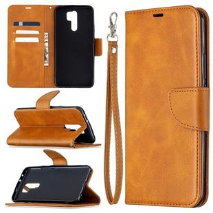 For Xiaomi Redmi 9 Retro Lambskin Texture Pure Color Horizontal Flip PU Leather Case with Holder & Card Slots & Wallet & Lanyard(Yellow)