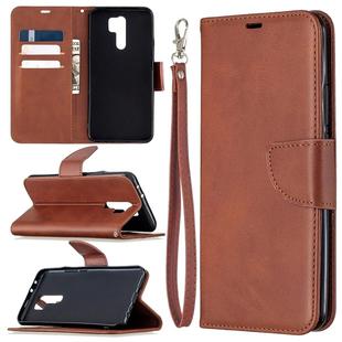For Xiaomi Redmi 9 Retro Lambskin Texture Pure Color Horizontal Flip PU Leather Case with Holder & Card Slots & Wallet & Lanyard(Brown)