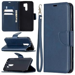 For Xiaomi Redmi 9 Retro Lambskin Texture Pure Color Horizontal Flip PU Leather Case with Holder & Card Slots & Wallet & Lanyard(Blue)