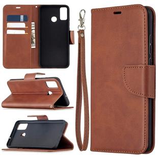 For Huawei Honor 9X Lite Retro Lambskin Texture Pure Color Horizontal Flip PU Leather Case with Holder & Card Slots & Wallet & Lanyard(Brown)