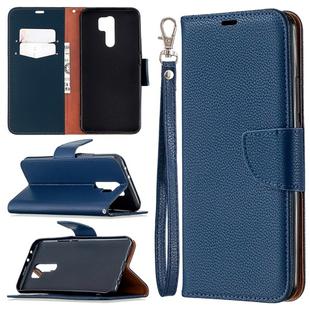 For Xiaomi Redmi 9 Litchi Texture Pure Color Horizontal Flip PU Leather Case with Holder & Card Slots & Wallet & Lanyard(Dark Blue)