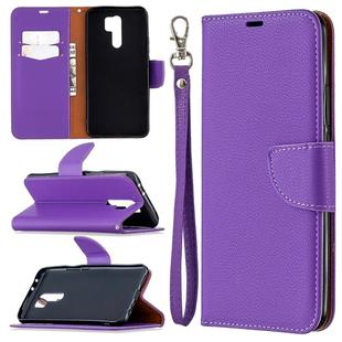 For Xiaomi Redmi 9 Litchi Texture Pure Color Horizontal Flip PU Leather Case with Holder & Card Slots & Wallet & Lanyard(Purple)