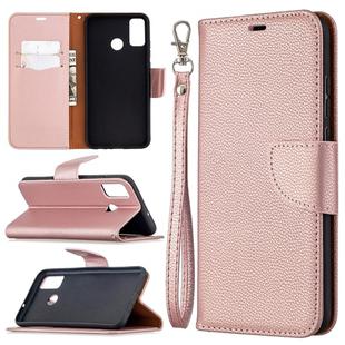 For Huawei Honor 9X Lite Litchi Texture Pure Color Horizontal Flip PU Leather Case with Holder & Card Slots & Wallet & Lanyard(Rose Gold)