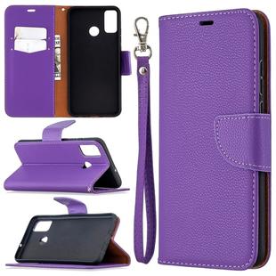 For Huawei Honor 9X Lite Litchi Texture Pure Color Horizontal Flip PU Leather Case with Holder & Card Slots & Wallet & Lanyard(Purple)