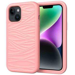 For iPhone 15 Plus Wave Pattern 3 in 1 Silicone + PC Phone Case(Rose Gold)
