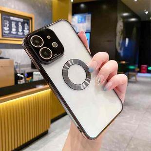 For iPhone 11 CD Texture MagSafe Electroplated TPU Phone Case(Black)