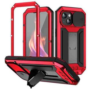 For iPhone 15 R-JUST Sliding Camera IP54 Life Waterproof Holder Phone Case(Red)