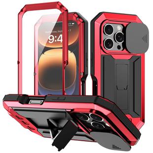 For iPhone 16 Pro Max R-JUST Sliding Camera IP54 Life Waterproof Holder Phone Case(Red)