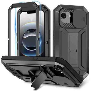 For iPhone 16e R-JUST Sliding Camera IP54 Life Waterproof Holder Phone Case(Black)