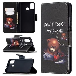 For Huawei Honor 9X Lite Colored Drawing Pattern Horizontal Flip Leather Case with Holder & Card Slots & Wallet(Bear)