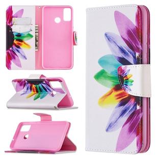 For Huawei Honor 9X Lite Colored Drawing Pattern Horizontal Flip Leather Case with Holder & Card Slots & Wallet(Sunflower)