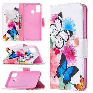 For Huawei Honor 9X Lite Colored Drawing Pattern Horizontal Flip Leather Case with Holder & Card Slots & Wallet(Two Butterflies)