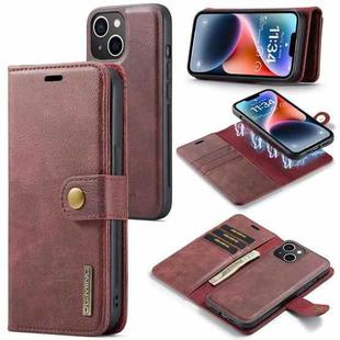 For iPhone 15 DG.MING Crazy Horse Texture Detachable Magnetic Leather Phone Case(Red)