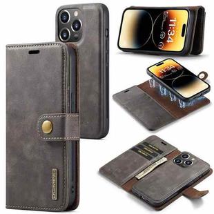 For iPhone 15 Pro Max DG.MING Crazy Horse Texture Detachable Magnetic Leather Phone Case(Grey)