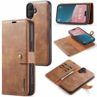 For iPhone 16 Plus DG.MING Crazy Horse Texture Detachable Magnetic Leather Phone Case(Brown)