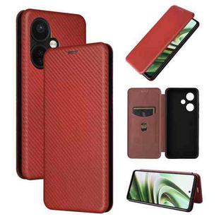For OnePlus Nord CE 3 Carbon Fiber Texture Flip Leather Phone Case(Brown)