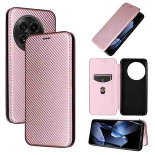 For OnePlus 13 Carbon Fiber Texture Flip Leather Phone Case(Pink)