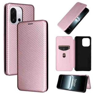 For OnePlus 13T Carbon Fiber Texture Flip Leather Phone Case(Pink)