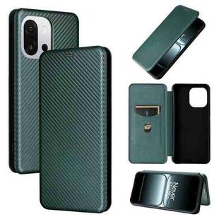 For OnePlus 13T Carbon Fiber Texture Flip Leather Phone Case(Green)