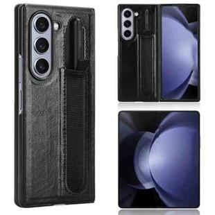 For Samsung Galaxy Z Fold6 Vintage Texture Phone Case with Pen Slot(Black)