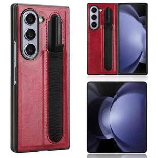 For Samsung Galaxy Z Fold6 Vintage Texture Phone Case with Pen Slot(Red)