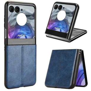 For Motorola Razr 50 Cow Pattern Sewing Back Cover Phone Case(Blue)