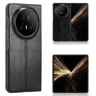For Honor Magic V5 Cow Pattern Sewing Back Cover Phone Case(Black)