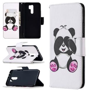 For Xiaomi Redmi 9 Colored Drawing Pattern Horizontal Flip Leather Case with Holder & Card Slots & Wallet(Shy Panda)