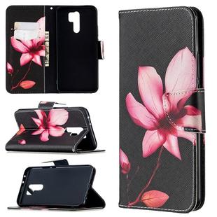 For Xiaomi Redmi 9 Colored Drawing Pattern Horizontal Flip Leather Case with Holder & Card Slots & Wallet(Lotus)