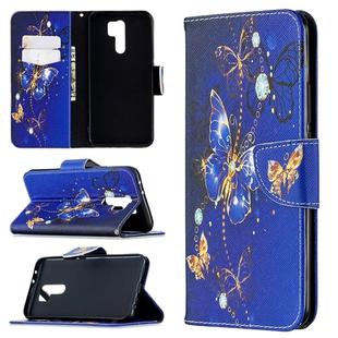 For Xiaomi Redmi 9 Colored Drawing Pattern Horizontal Flip Leather Case with Holder & Card Slots & Wallet(Purple Butterfly)