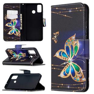 For Huawei Honor 9X Lite Colored Drawing Pattern Horizontal Flip Leather Case with Holder & Card Slots & Wallet(Big Butterfly)