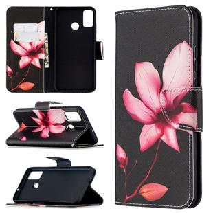 For Huawei Honor 9X Lite Colored Drawing Pattern Horizontal Flip Leather Case with Holder & Card Slots & Wallet(Lotus)