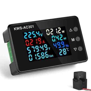 KWS-AC301-100A 50-300V AC Digital Current Voltmeter with Opening Transformer(Black)