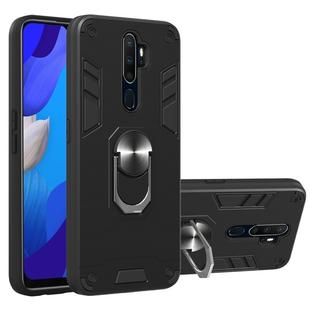 For OPPO A9 2020 2 in 1 Armour Series PC + TPU Protective Case with Ring Holder(Black)