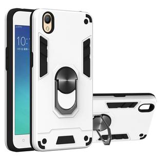 For OPPO A37 2 in 1 Armour Series PC + TPU Protective Case with Ring Holder(Silver)