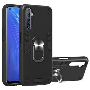 For OPPO Realme 6 2 in 1 Armour Series PC + TPU Protective Case with Ring Holder(Black)