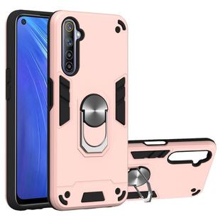 For OPPO Realme 6 2 in 1 Armour Series PC + TPU Protective Case with Ring Holder(Rose Gold)