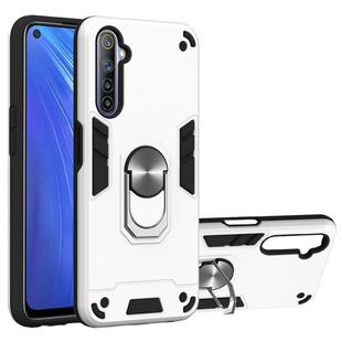 For OPPO Realme 6 2 in 1 Armour Series PC + TPU Protective Case with Ring Holder(Silver)