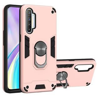 For OPPO Realme XT 2 in 1 Armour Series PC + TPU Protective Case with Ring Holder(Rose Gold)