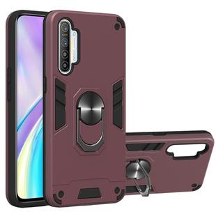 For OPPO Realme XT 2 in 1 Armour Series PC + TPU Protective Case with Ring Holder(Wine Red)