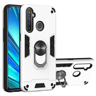 For OPPO Realme 5 Pro 2 in 1 Armour Series PC + TPU Protective Case with Ring Holder(Silver)